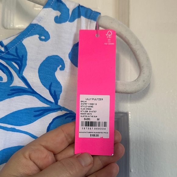 NWT Lilly Pulitzer Eliza Blue and White Glisten in the Sun Dress - Picture 4 of 6